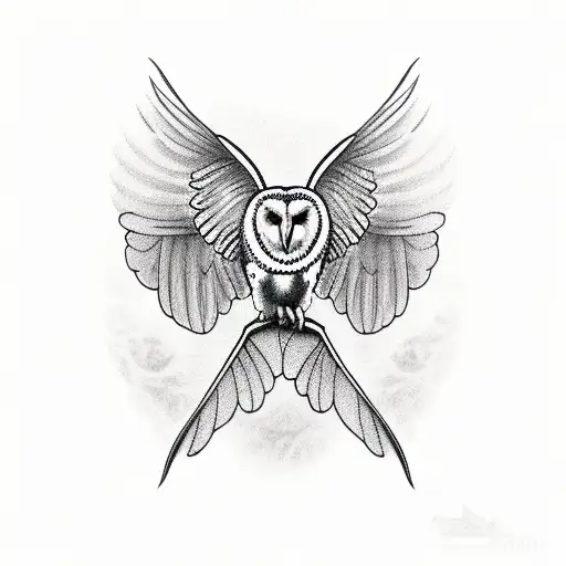 Barn Owl With Open Wings