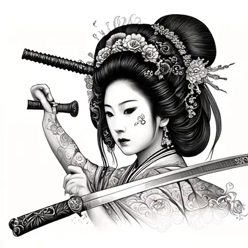 Geisha Holding A Katana