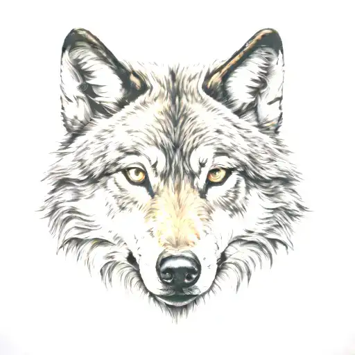 Wolf Head With Bright Honey Brown Eyes