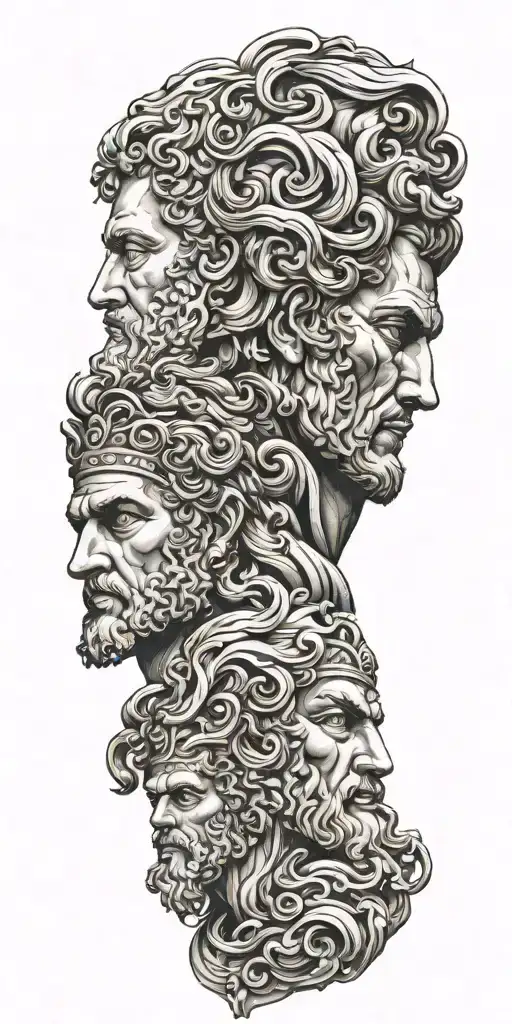 Greek Gods Faces Overlapping Each Other