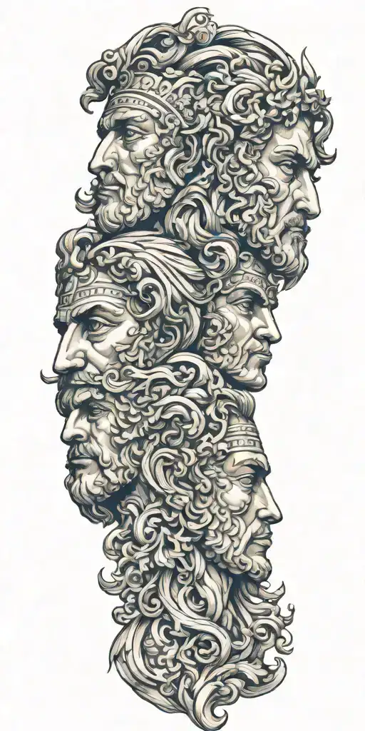 Greek Gods Faces Overlapping Each Other
