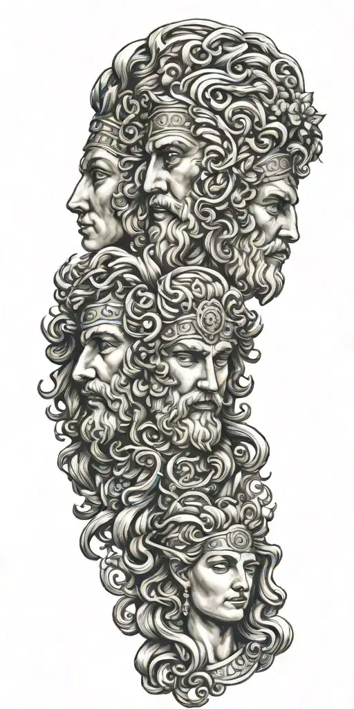 Greek Gods Faces Connected