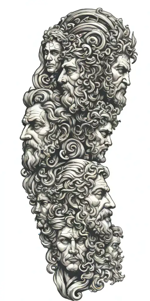Greek Gods Faces Merged Together