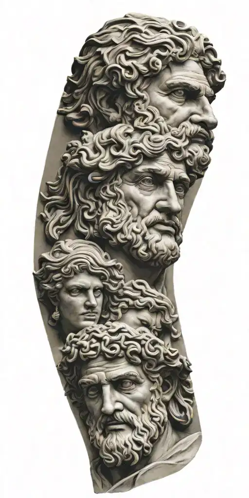Greek Gods Faces Sculpture Realistic