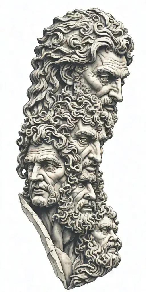 Greek Gods Faces Sculpture Realistic
