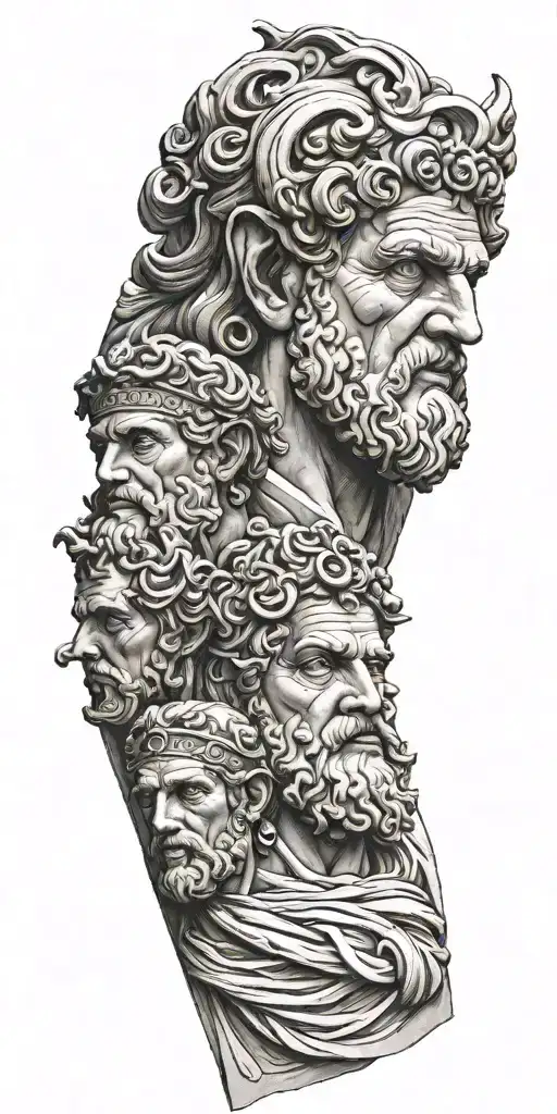 Greek Gods Faces Realistic Sculpture