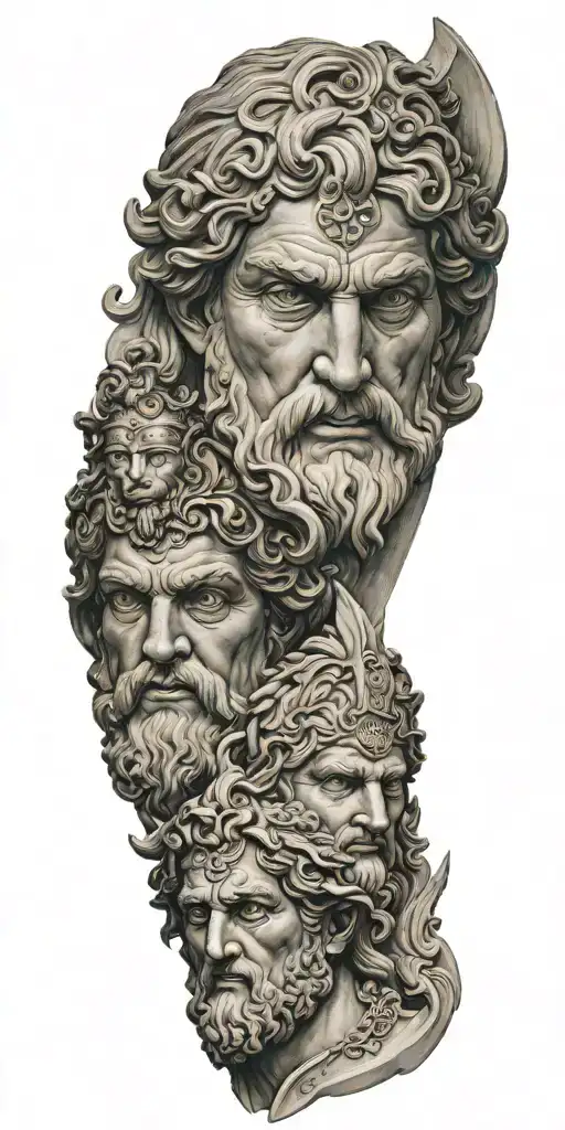 Faces Of Greek Gods Sculpture Realistic