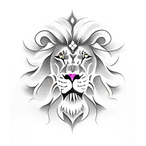 Pink Lotus With Lion Symbol