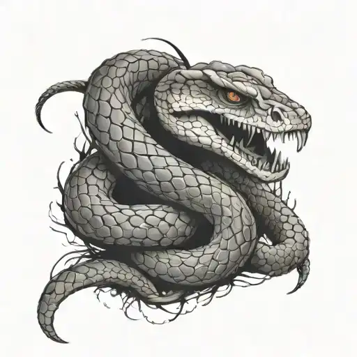 Snake And Evil Character On Hand To Forearm