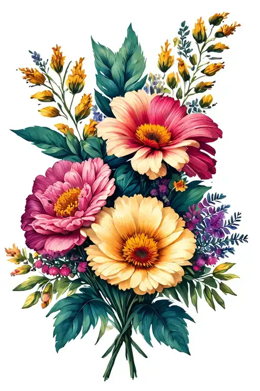 April And September Birth Flower Bouquet Detailed Color With Kahlan Benson Written As A Stem