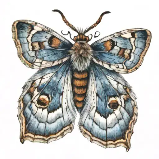 Blue Brown And Gray Moth