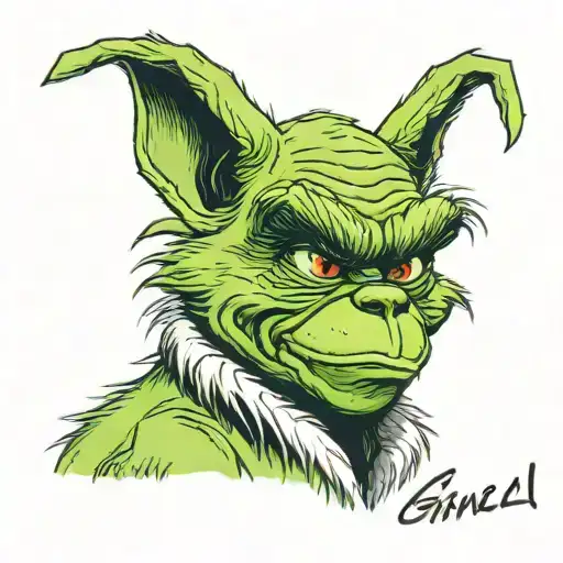 The Grinch Dog Name Max Realistic Tattoo Design