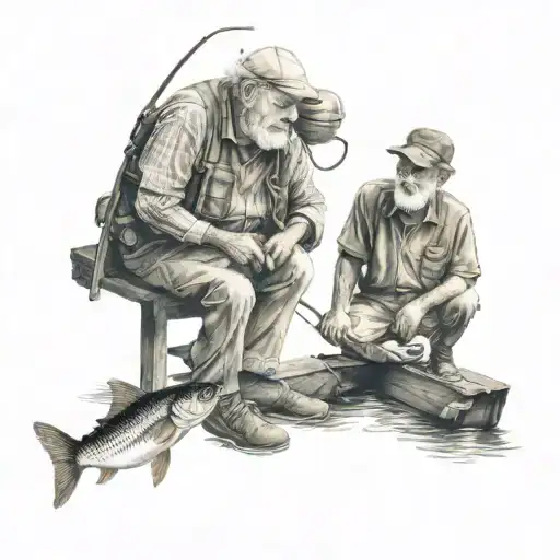 Grand Father And Grandson Fishing