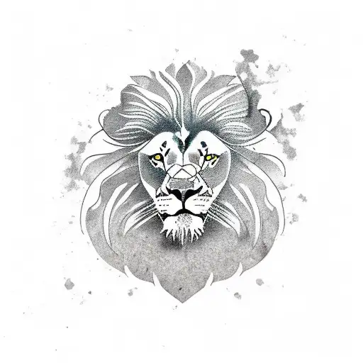 Lion With A World Map As A Background