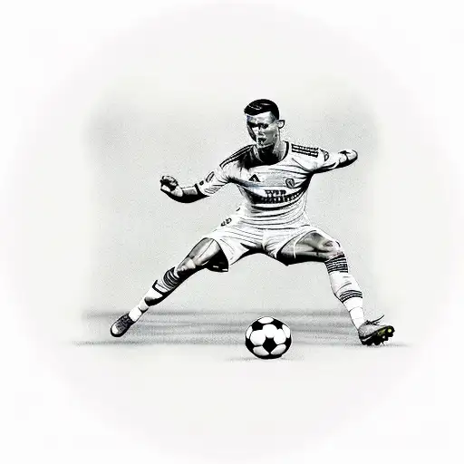 A Football Field With Cristiano Ronaldo's Iconic Celebration Pose