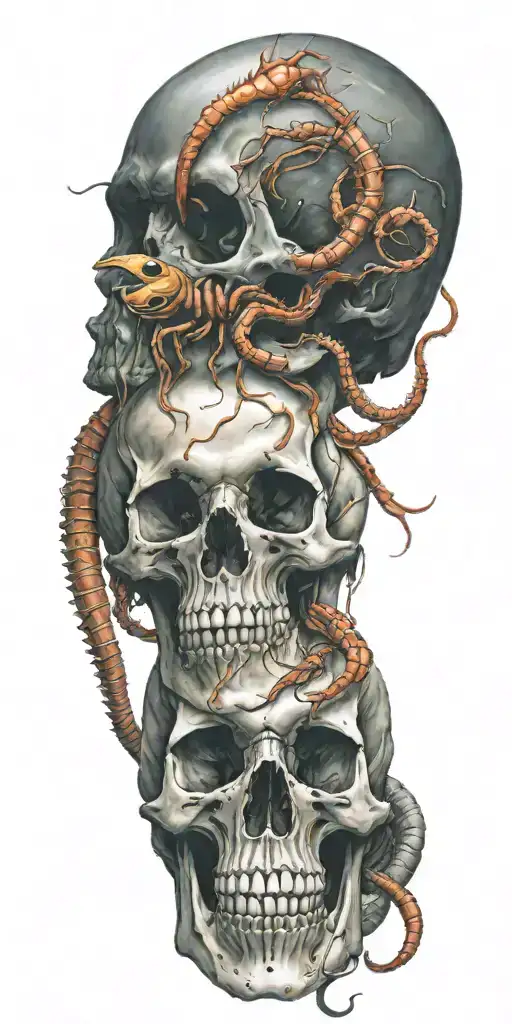 Color Skull And Scorpion