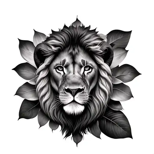 Lion And Lotus Flower