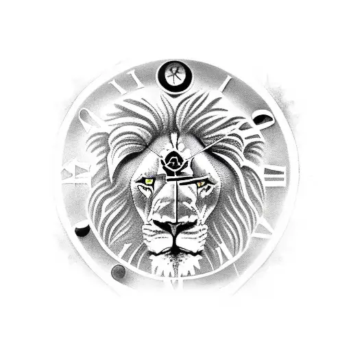 Lion With Roman Clock