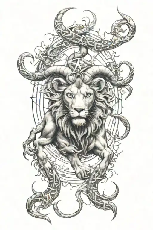 Lighting With Zodiac Symbols Intertwined Representing Leo Aries And Cancer