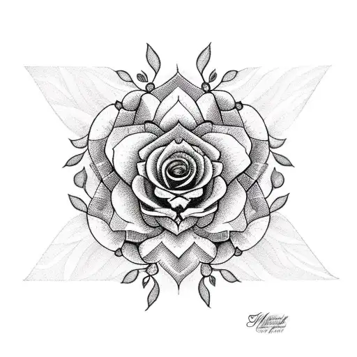 Roses And Mandalas With Moon And Butterfly