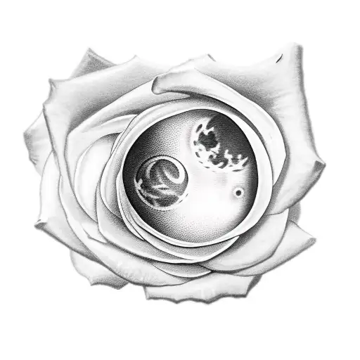 Rose With Moon And Butterfly