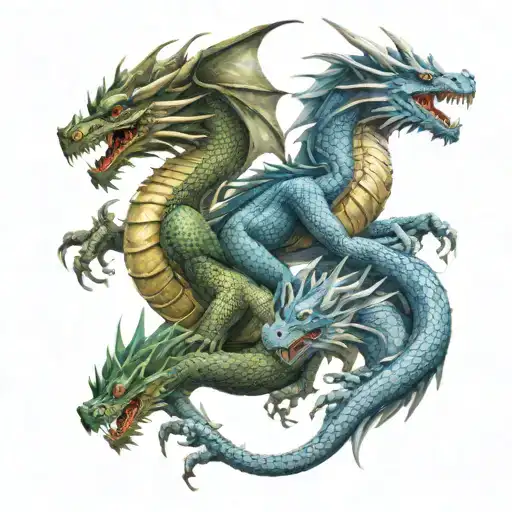 Three Dragons Different Colours