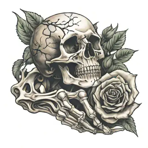 Skeleton Hand With A Rose At The Wrist