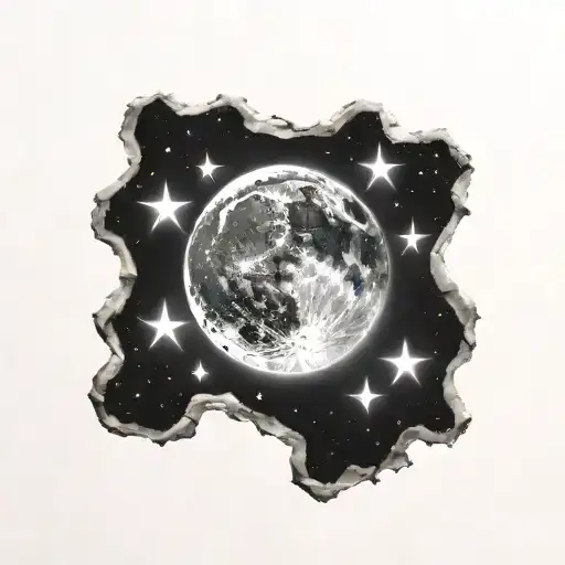 Moon Surrounded By Stars