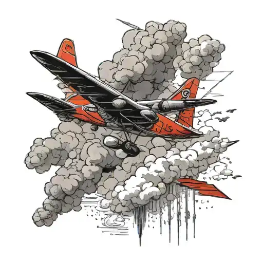 Red Arrow Airplane Flying With A Wolf Howling In The Smoke Coming From The Back Of The Plane