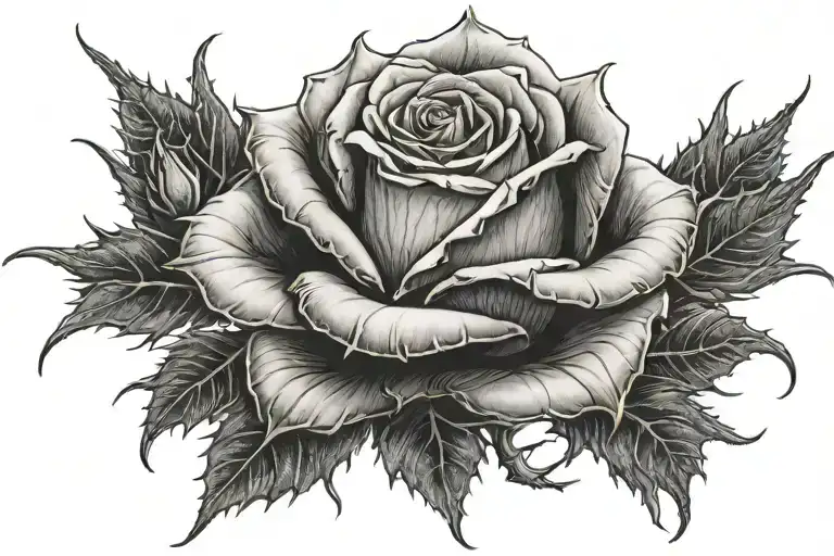 Rose With Prominent Thorns On The Stem