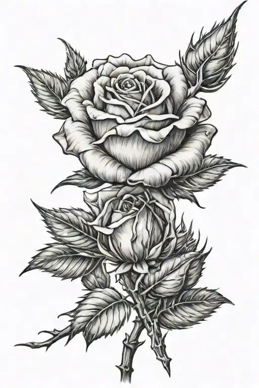 Rose With Prominent Thorns On The Stem