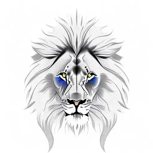 Lion With Blu Eyes And A Scar