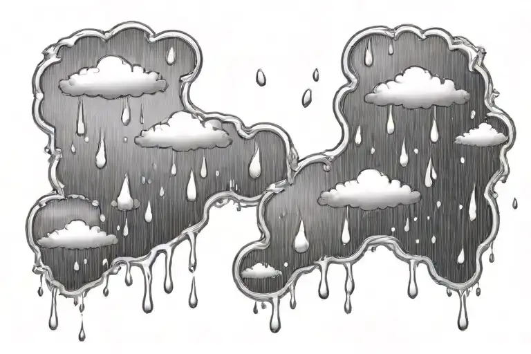 Rain With Cloud Elyptic Tattoo Circle Shape Made