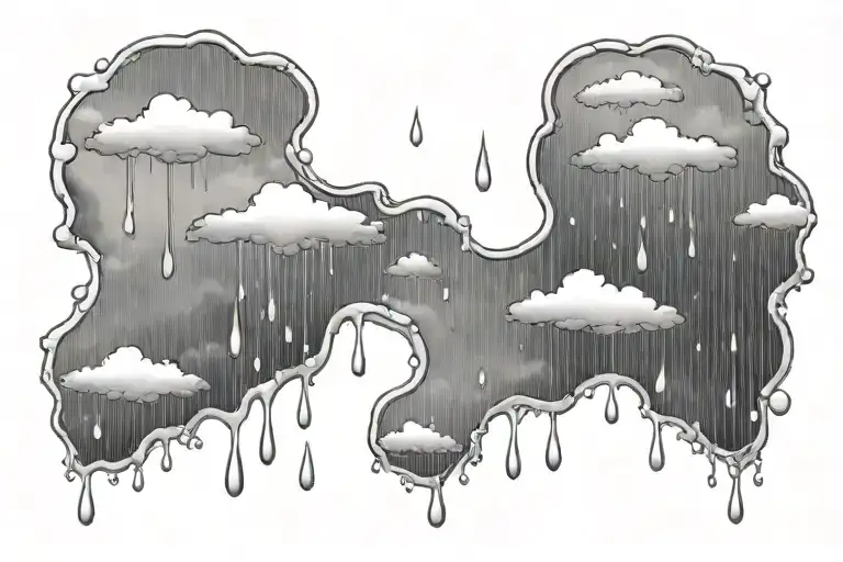 Rain With Cloud Elyptic Circle Shape Tattoo Circle Shape Made