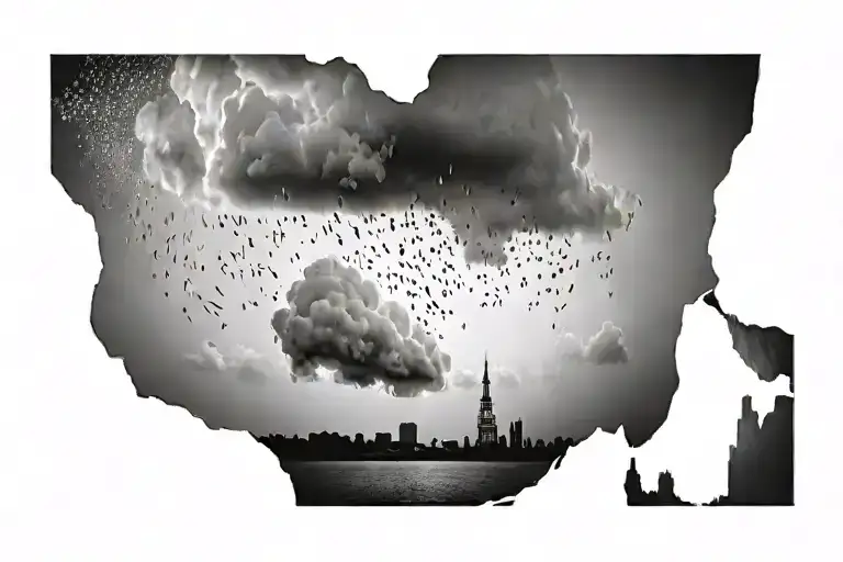 Rain With Cloud Circle Shape