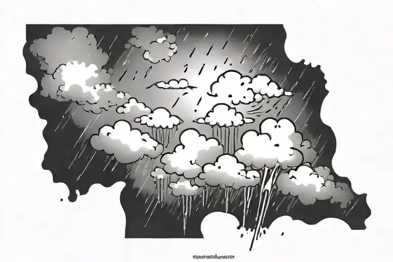 Rain With Cloud Circle Shape