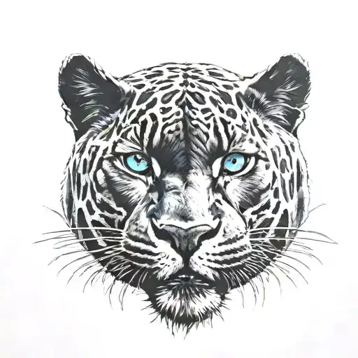 Black Panther Looking Forward With Blue Eyes