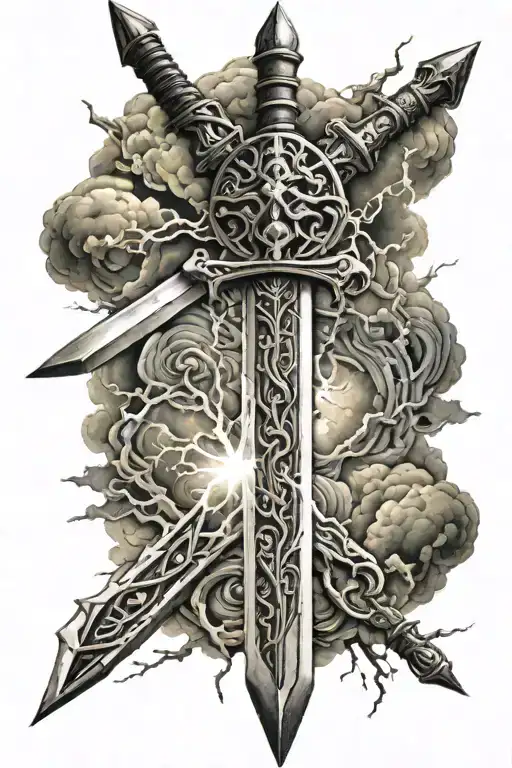 Sword Electricity Stormy Sky