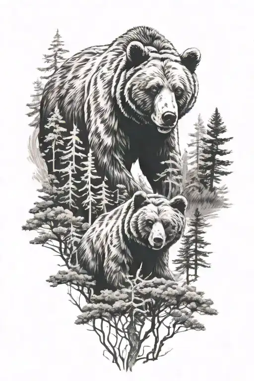 Bear With Trees Surrounding