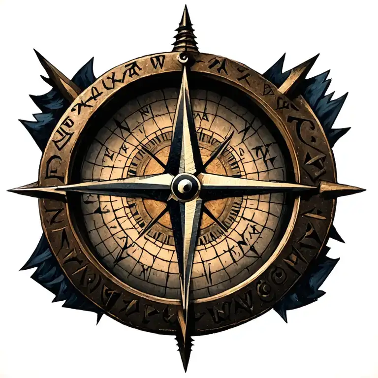 Norse Compass With Runes