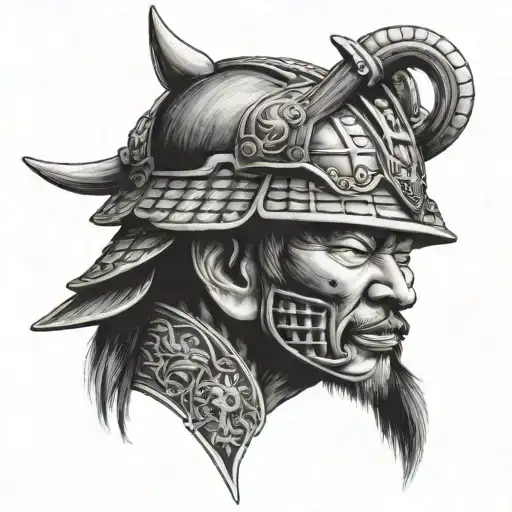 Eidechse Samurai Head With Helmet