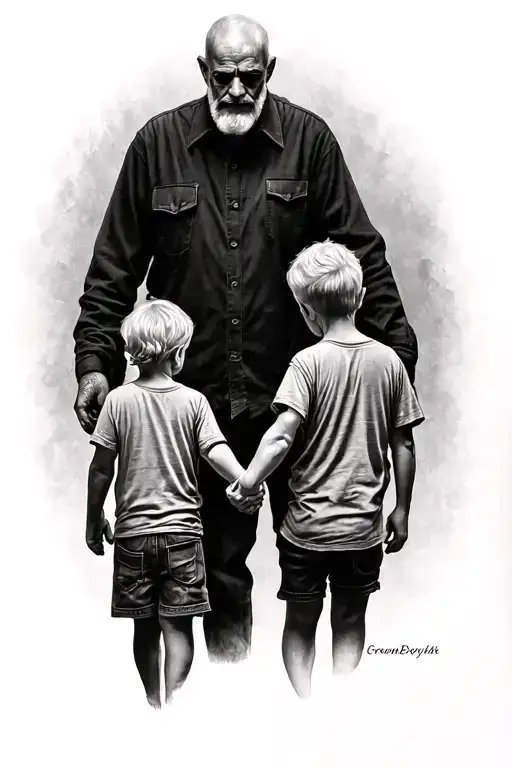 Grenfather And Son Holding Hands