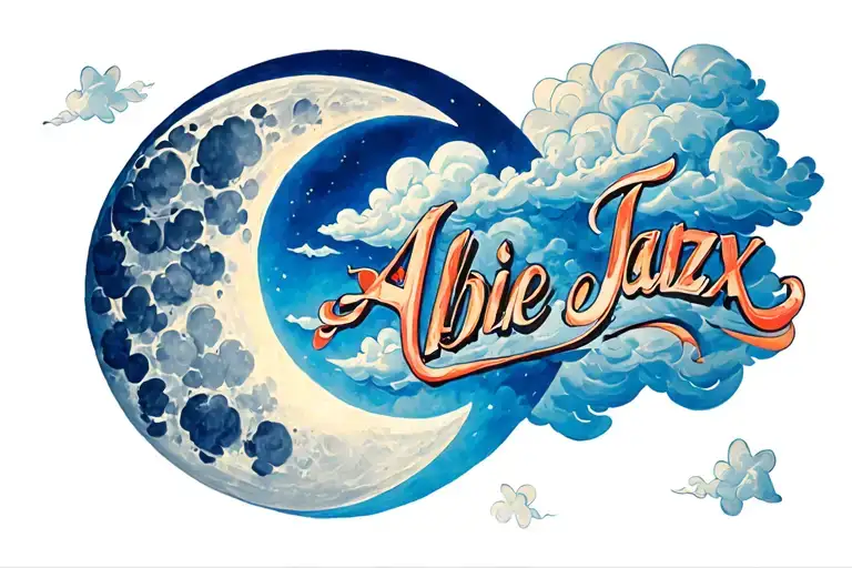 The Boys Name Albie Jaxx With Blue Moon And Clouds