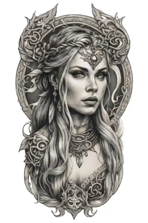 Norse Goddess Hella Portrait Looking