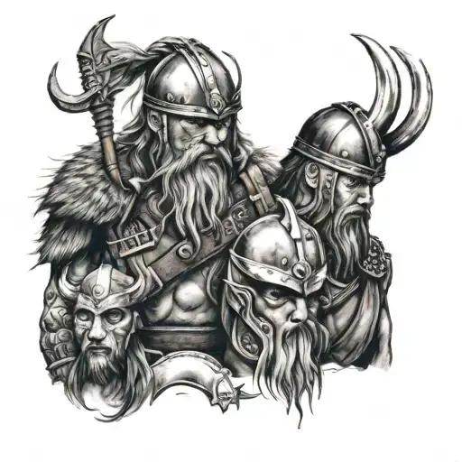 Viking And Japan Warrior