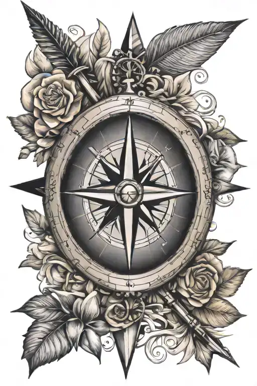 Compass Rose With Arrow