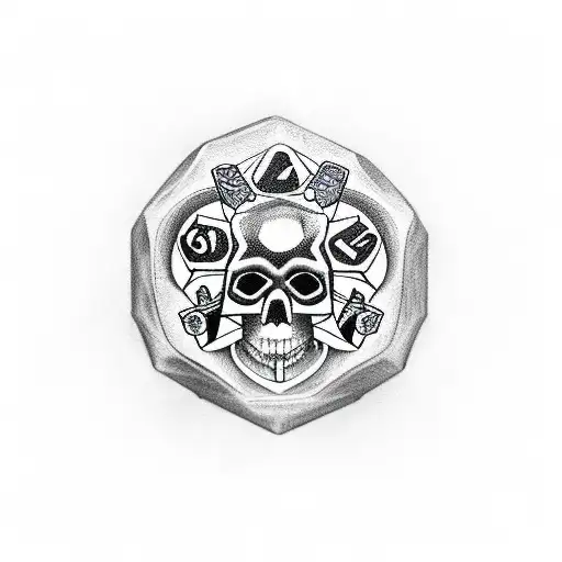 Skulls Anbd Dice D20s On Fire