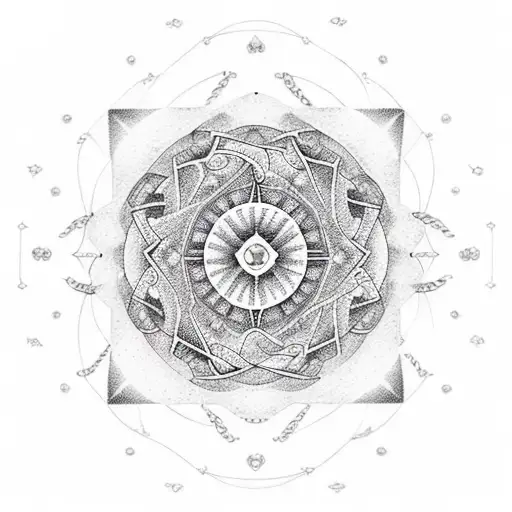 Aries And Taurus Zodiac Signs Entwined In A Dotwork Mandala Design