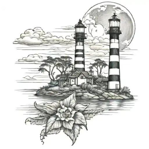 Post Card Jekyll Island Lighthouses In Background