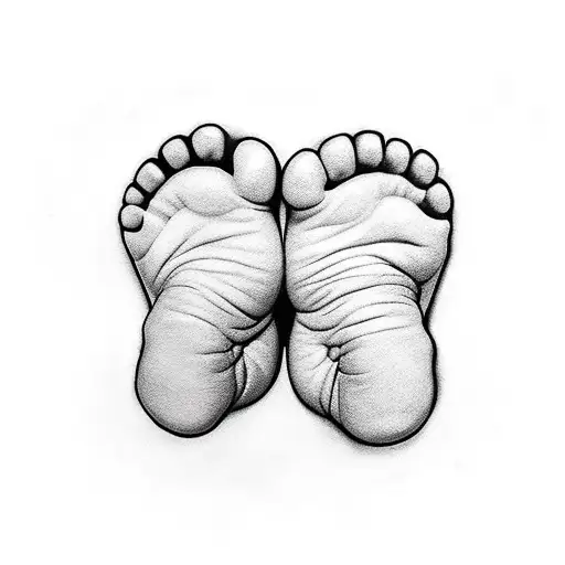 Baby Feet With Dad Hands Holding